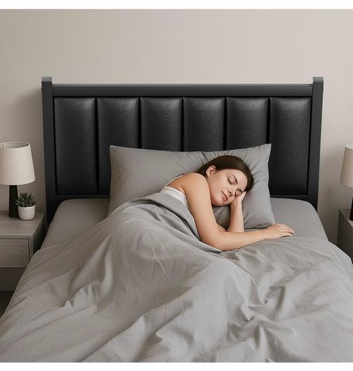 Single Bed Frame with Upholstered Headboard, 3ft
