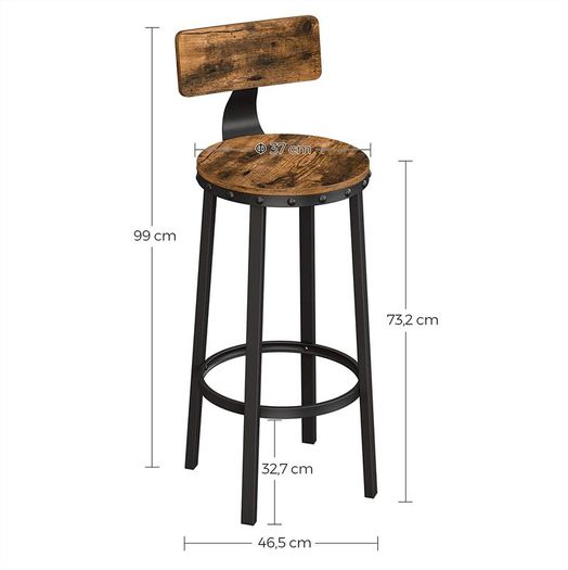 _set of 2 bar stools, kitchen chairs with sturdy metal frame