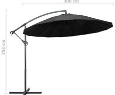 Hanging Parasol Anthracite 3 m Aluminium Pole