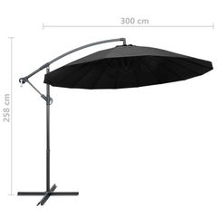 Hanging Parasol Anthracite 3 m Aluminium Pole