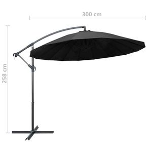 Hanging Parasol Anthracite 3 m Aluminium Pole