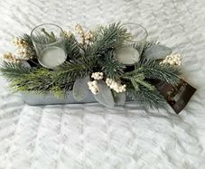 Christmas Pine & White Berry Candle Centerpiece