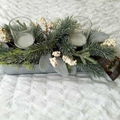 Christmas Pine & White Berry Candle Centerpiece