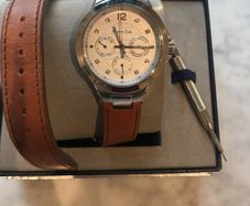 Massimo Dutti Ladies watch wrap around strap in tan