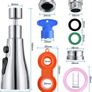 Kitchen Tap Spray Head, 360 degree Swivel Spout, FM22 M24 Kitchen Sink Tap, Tap Faucet Attachment Spray with 3 Modes, Replacement Tap Bubbler Head Aerator,Tap Adapter Image 7