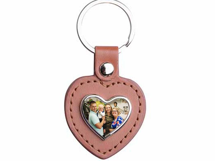 Personalised Heart Shape PU and Metal Keyring
