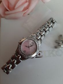 Seiko watch with 20 genuine diamonds mother pearl face