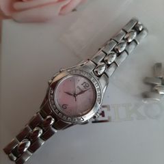Seiko watch with 20 genuine diamonds mother pearl face