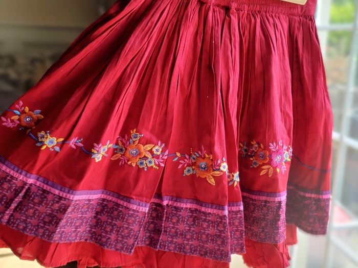 New Tags Beautiful Monsoon Girls Red Embroidered Beaded Skirt 12 to 13Yrs