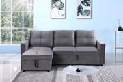Grey velvet Corner Sofa Bed with Storage
