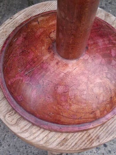 24" Vintage Wooden Turned Firestone Ashtray