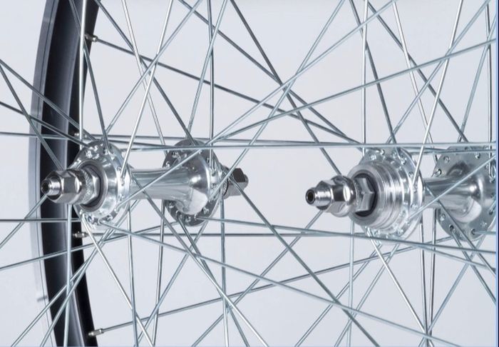 Red Bicycle Wheelset - Fixie/Singlespeed/FixedGear/Track Bike (FlipFlop Rear Hub) Sealed Bearings - Massively Discounted due to Cosmetic Flaws - Red Rims with Silver Spokes and Hubs.