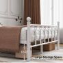 Double Metal Bed Frame with Headboard 135 x 190 cm, Black Heavy Duty Foundation, Metal Slat Support, Underbed Storage, Easy Assembly, for Bedroom Dorm Guest Room Image 2
