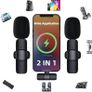 Lavalier 2 Microphone 2.4GHz 2 in 1 Portable Mini Clip-On Microphone Wireless Recording Live Stream Vlogs Microphone Compatible with Android Samsung type- C Dual and Apple Lightning 8 Pin Image 5