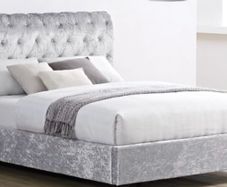 double bed with curtains