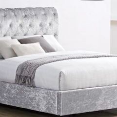 double bed with curtains