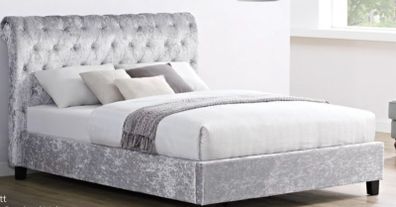 double bed with curtains
