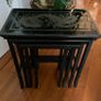 Vintage Oriental Set of 4 Black Lacquered Nest of Tables Image 7