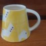 Fabulous Set of Hand-Thrown and Hand-Decorated Art Pottery by Irish Ceramicist Etaoin O Reilly, Two Mugs and a Matching Rare Discontinued Teapot in the Sunshine Yellow Geo Collection Inspired by the Memphis Design Movement Image 8