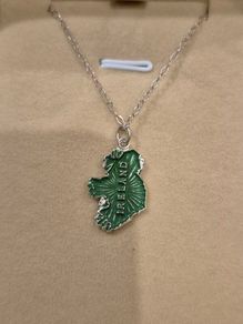 Vintage sterling silver pendant with enamel map of Ireland