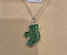 Vintage sterling silver pendant with enamel map of Ireland