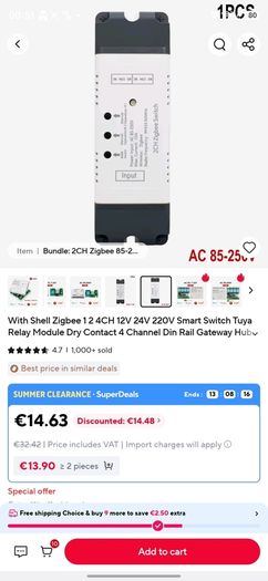 Zigbee relay two channel