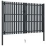 Double Door Fence Gate Steel 306x250 cm Anthracite Image 2