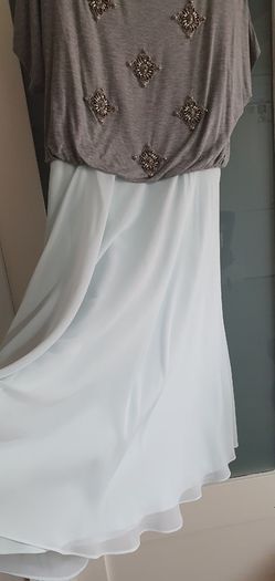 TED BAKER jewelled jersey top with aqua silk skirt Sz 3 (Fit 12-14UK) - Rrp 225 (New)