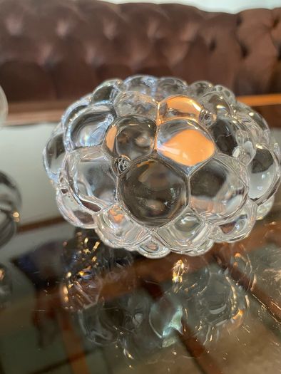 Orrefors Sweden Raspberry Clear Crystal Glass Votive Candle Holder Anne Nilsson 1980s