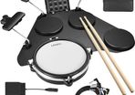 Electronic Drum Set, Portable Electric Drum Set for Beginner with Quiet Mesh Snare Drum Pads, 220+ Sounds, USB MIDI, 2 Switch Pedal, Electric Drum Kit with Sticks, Travel Bag