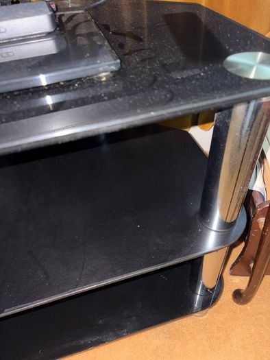 Glass table with TV