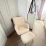Sheep skin arm chair and foot stool Image 3