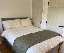 grey double bed