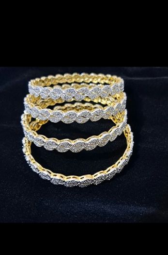 Double tone 4 bangles - Zircon - New