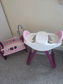 DolI bed and high chair