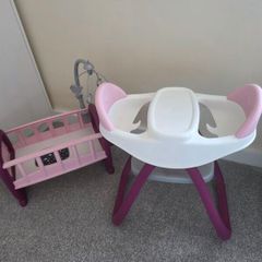 DolI bed and high chair