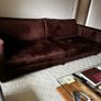 Brown velvet sofa with bun feet Image 2