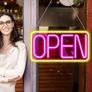 Neon Open Signs, 16.5x 9 Ultra Bright Open Sign, Neon Open Sign with ON/OFF Switch, Electric Light Up Sign for Shop, Stores, Salons, Parties, Window, Restaurant (Pink&Yellow) Image 3