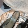 vintage 80s style YSL peep toe black painted heels worn come with original box wrapping and card .would love a new home for someone who understands good quality fashion. Image 5