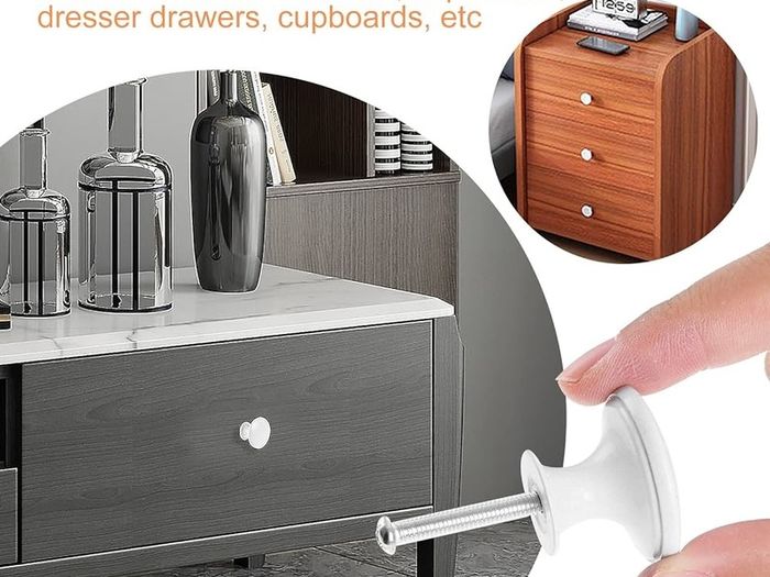 SALE | 12PCS Vintage Cabinet Knobs, Chic Drawer Knobs, Antique Kitchen Cupboard Handles, 30mm Round Furniture Door Knobs, White