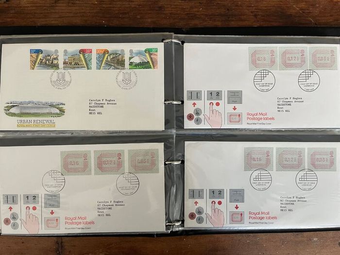 Collection of  81 UK First Day Cover stamps 1980 to 1986 in album plus 10 extra pages