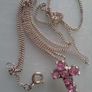 Sterling Silver Pink Cross Necklace Image 3