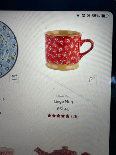Nicholas Mosse Red lawn first quality tea pot and 2 large mug set