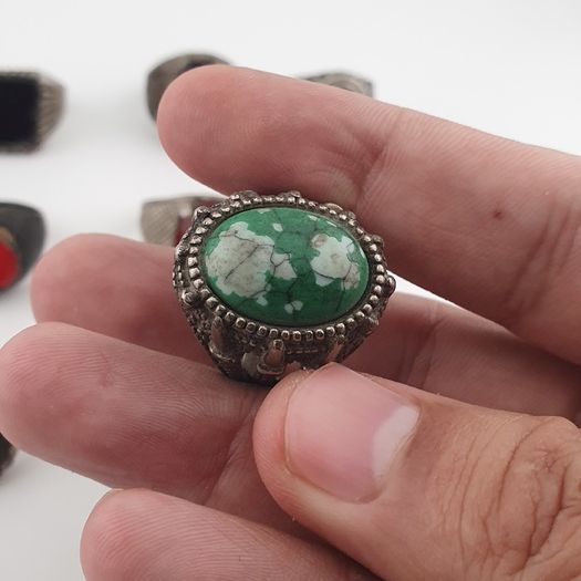 Antique Lot of 15 Bohemian Brass Rings  Assorted Ethnic & Tribal Designs