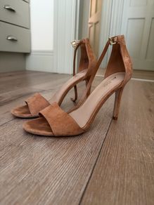Brown heeled leather sandals