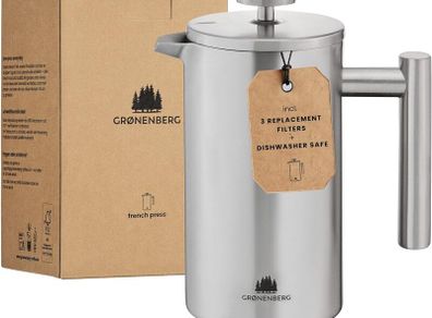Insulated French Press Cafetiere - Stainless Steel Coffee Maker - Brand New