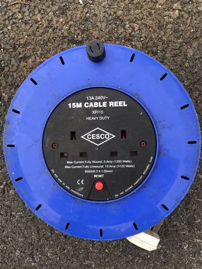 15 meter "twin plug in" heavy duty extension cable 13A/240 Volts