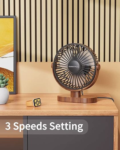 Desk Fan, Small USB Desk Fan Silent, 3 Speeds Portable Personal Desktop Fan, Dual 360 Degree Adjustment Mini Fan, Quiet Operation for Home,Office,School and Outdoor