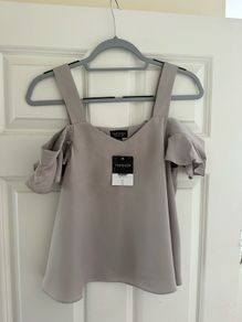 New Topshop Women's Silky Cold Shoulder Top - Size UK 8