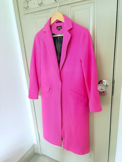 Hot pink wool mix coat in hot pink from Topshop size 10